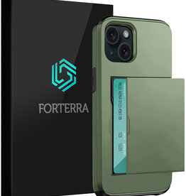 Forterra Forterra iPhone 15 Hoesje Pashouder Hard - Donker Groen