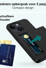 Forterra Hoesje Geschikt voor iPhone 15 Plus Pashouder Hard Case Hoes - Hoes Geschikt voor iPhone 15 Plus Hoesje Back Cover Met Pasjeshouder - Zwart