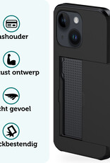 Forterra Hoesje Geschikt voor iPhone 15 Plus Pashouder Hard Case Hoes Met Screenprotector - Hoes Geschikt voor iPhone 15 Plus Hoesje Back Cover Met Pasjeshouder - Zwart