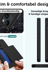 Forterra Hoesje Geschikt voor iPhone 15 Plus Pashouder Hard Case Hoes Met Screenprotector - Hoes Geschikt voor iPhone 15 Plus Hoesje Back Cover Met Pasjeshouder - Zwart