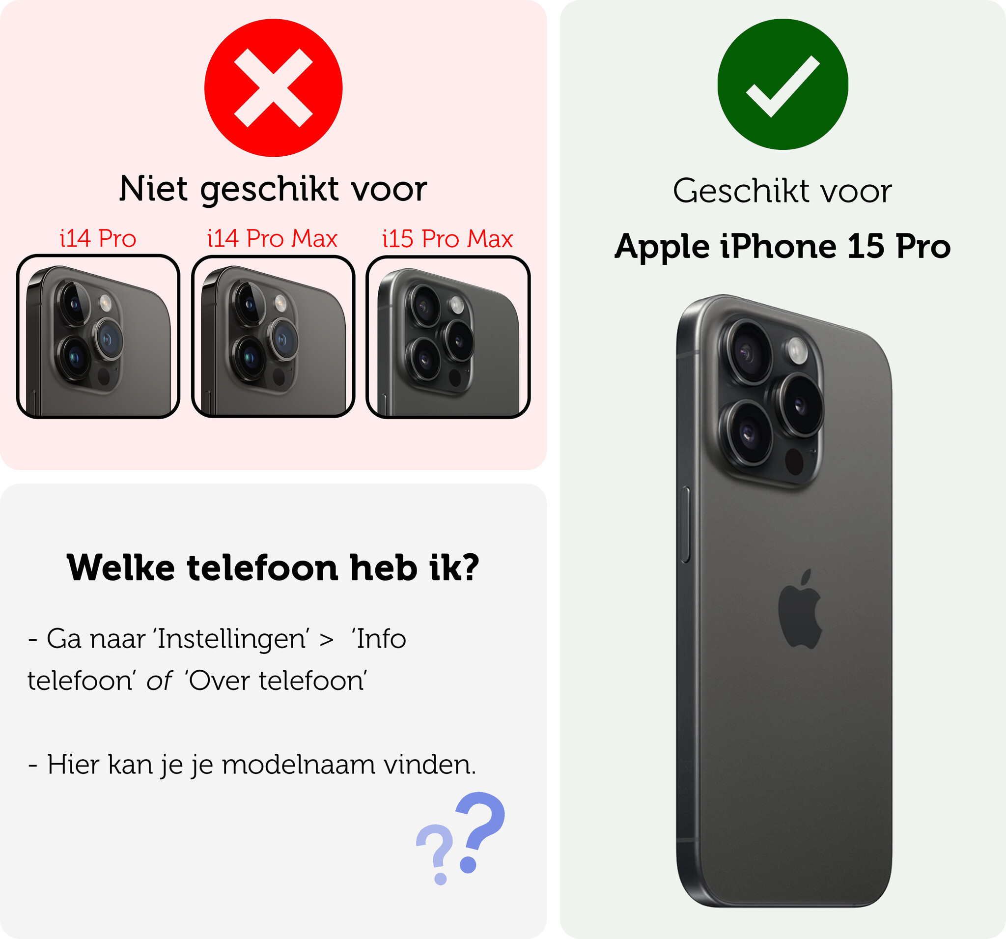 Forterra Hoesje Geschikt voor iPhone 15 Pro Pashouder Hard Case Hoes Met 2x Screenprotector - Hoes Geschikt voor iPhone 15 Pro Hoesje Back Cover Met Pasjeshouder - Zwart