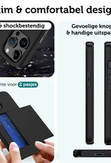 Forterra Hoesje Geschikt voor iPhone 15 Pro Pashouder Hard Case Hoes Met 2x Screenprotector - Hoes Geschikt voor iPhone 15 Pro Hoesje Back Cover Met Pasjeshouder - Zwart