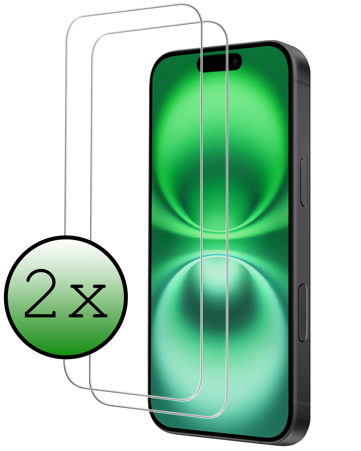 BASEY. Screenprotector Geschikt voor iPhone 16 Plus Screenprotector Tempered Glass Beschermglas Dichte Notch - Screenprotector Geschikt voor iPhone 16 Plus Screen Protector - 2 Stuks