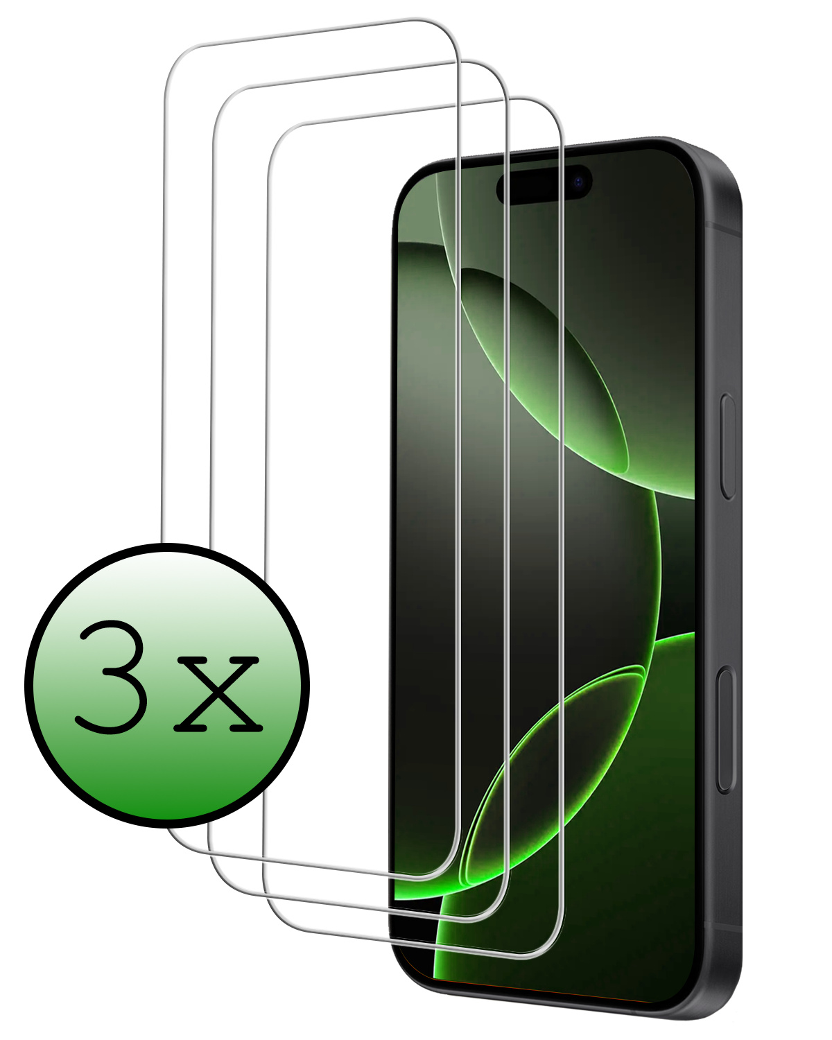 BASEY. Screenprotector Geschikt voor iPhone 16 Pro Screenprotector Tempered Glass Beschermglas Dichte Notch - Screenprotector Geschikt voor iPhone 16 Pro Screen Protector - 3 Stuks