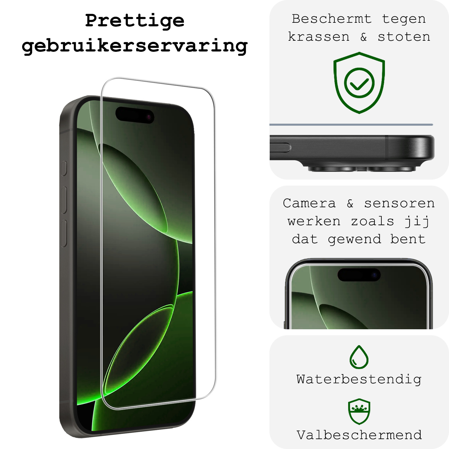BASEY. Screenprotector Geschikt voor iPhone 16 Pro Screenprotector Tempered Glass Beschermglas Dichte Notch - Screenprotector Geschikt voor iPhone 16 Pro Screen Protector - 3 Stuks