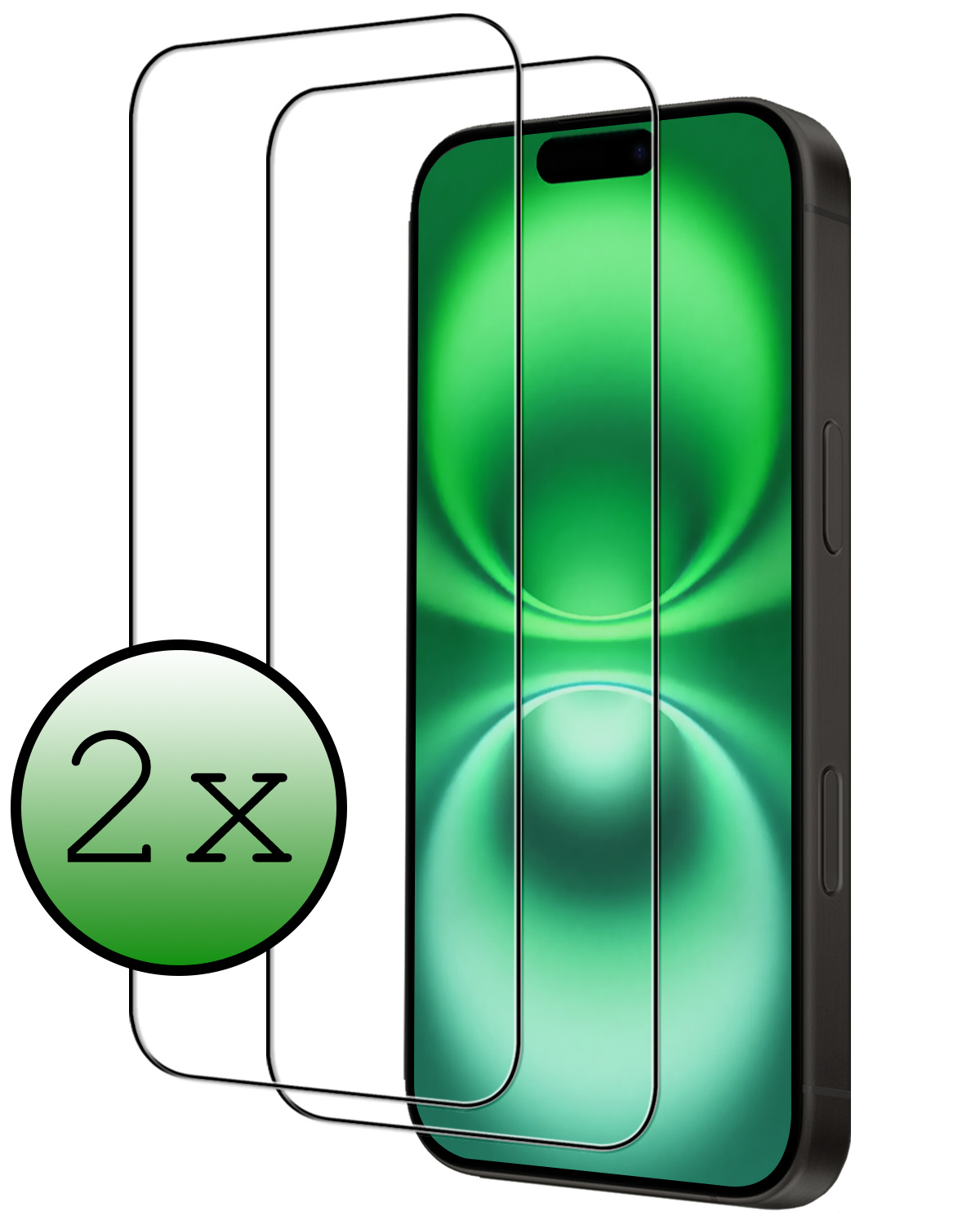 BASEY. Screenprotector Geschikt voor iPhone 16 Screenprotector Beschermglas Full Cover - Screenprotector Geschikt voor iPhone 16 Screen Protector Full Cover - 2 Stuks