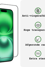 BASEY. Screenprotector Geschikt voor iPhone 16 Screenprotector Beschermglas Full Cover - Screenprotector Geschikt voor iPhone 16 Screen Protector Full Cover - 2 Stuks