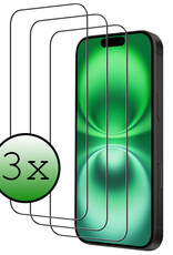 BASEY. Screenprotector Geschikt voor iPhone 16 Plus Screenprotector Beschermglas Full Cover - Screenprotector Geschikt voor iPhone 16 Plus Screen Protector Full Cover - 3 Stuks