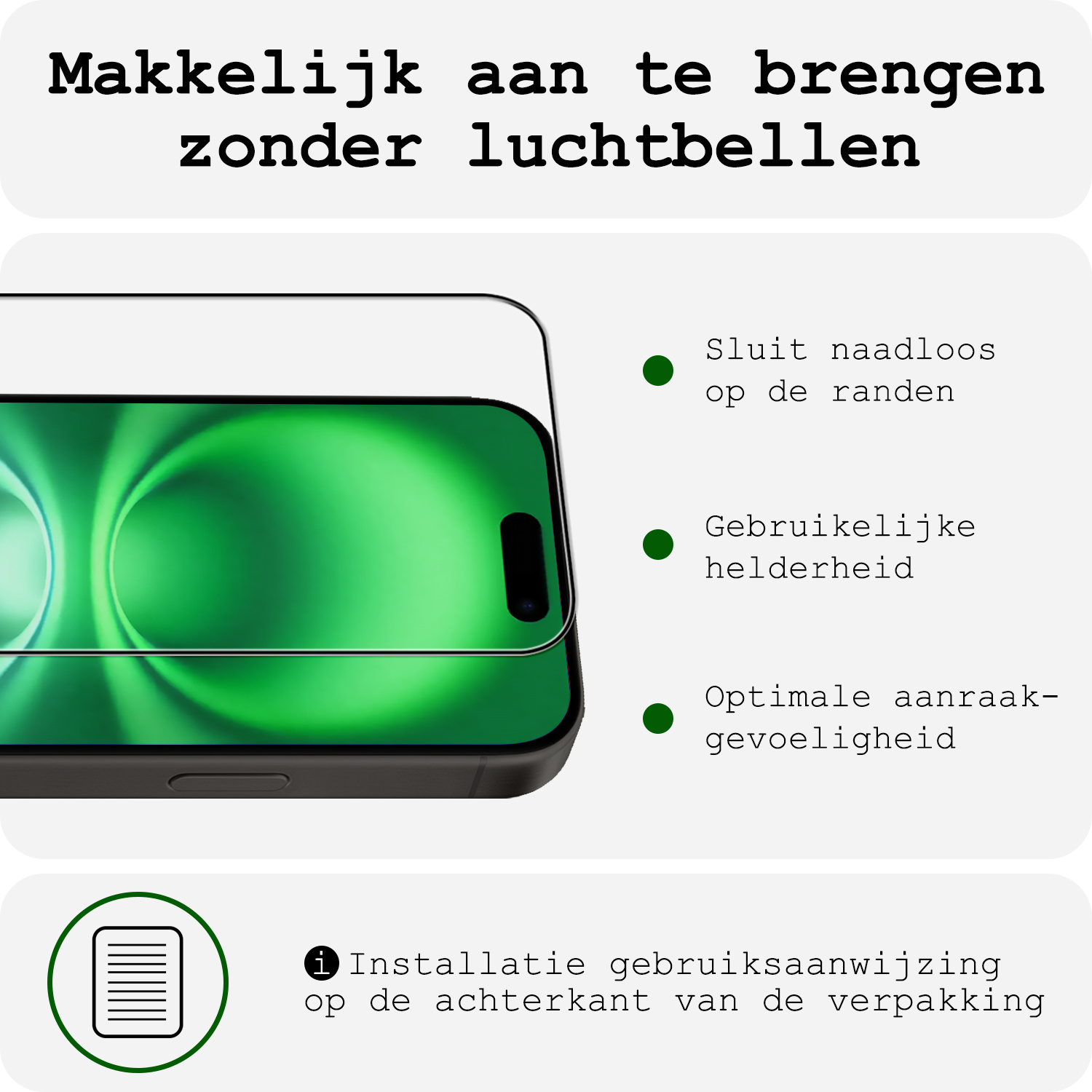 BASEY. Screenprotector Geschikt voor iPhone 16 Plus Screenprotector Beschermglas Full Cover - Screenprotector Geschikt voor iPhone 16 Plus Screen Protector Full Cover - 3 Stuks