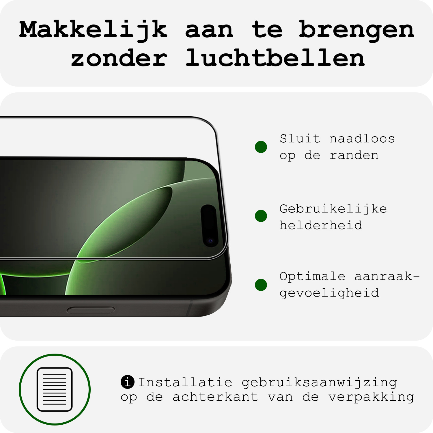 BASEY. Screenprotector Geschikt voor iPhone 16 Pro Screenprotector Beschermglas Full Cover - Screenprotector Geschikt voor iPhone 16 Pro Screen Protector Full Cover - 3 Stuks