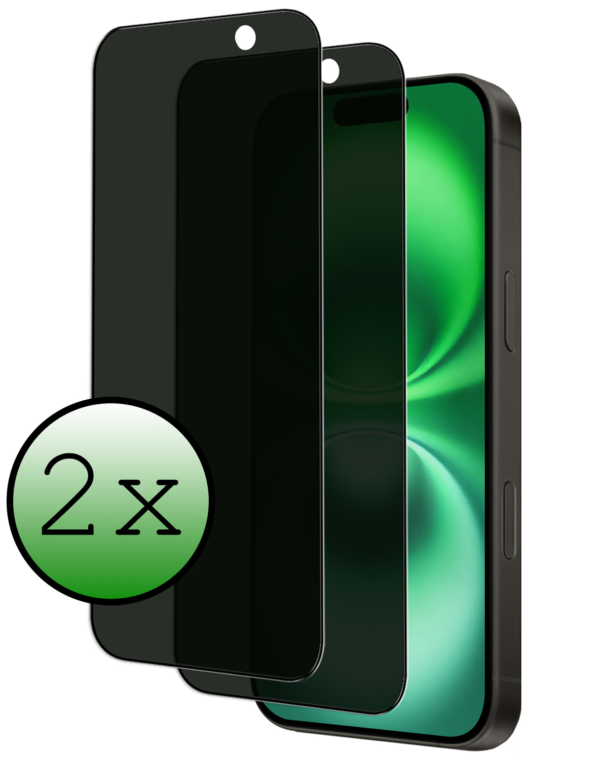 BASEY. Screenprotector Geschikt voor iPhone 16 Screenprotector Privacy Beschermglas - Screenprotector Geschikt voor iPhone 16 Screen Protector Full Screen Privacy - 2 Stuks