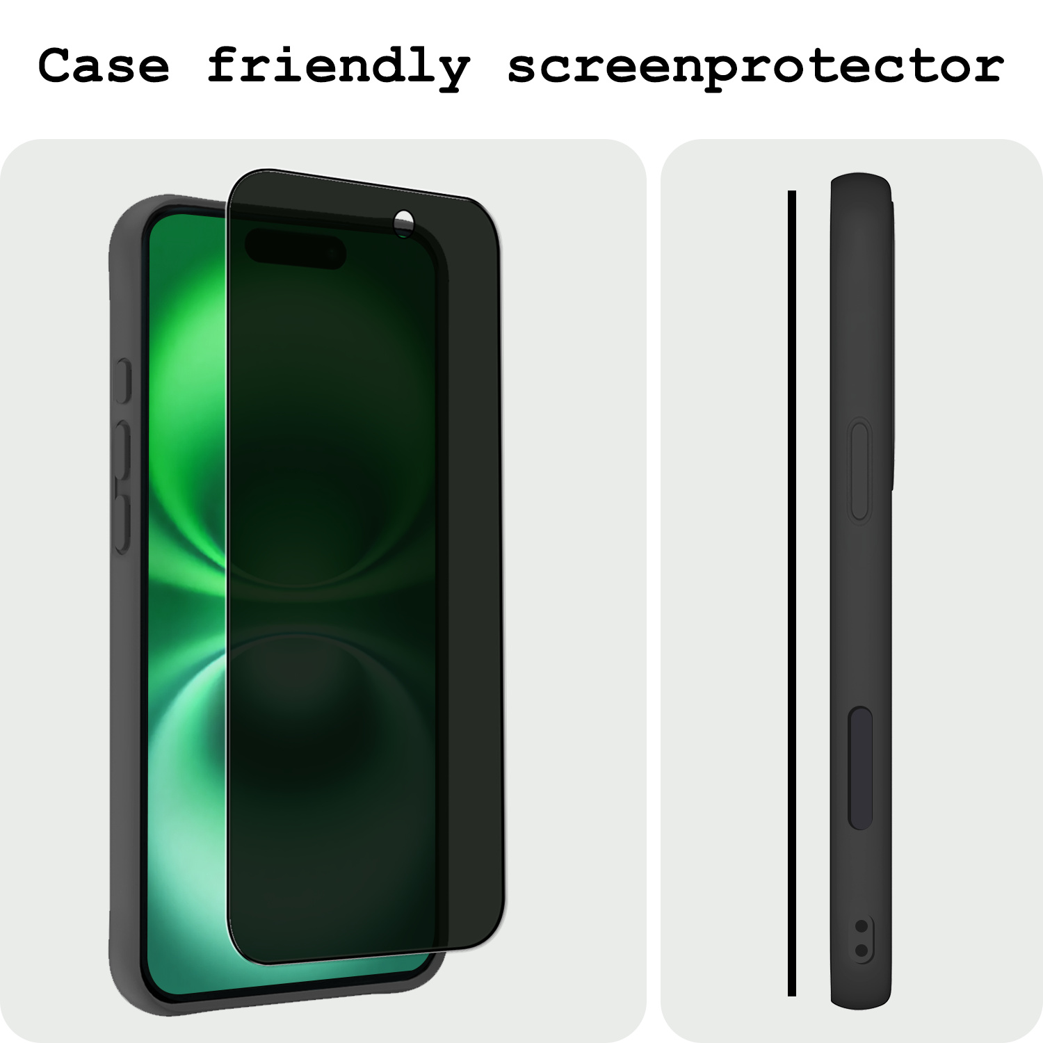 BASEY. Screenprotector Geschikt voor iPhone 16 Plus Screenprotector Privacy Beschermglas - Screenprotector Geschikt voor iPhone 16 Plus Screen Protector Full Screen Privacy - 2 Stuks