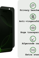 BASEY. Screenprotector Geschikt voor iPhone 16 Pro Screenprotector Privacy Beschermglas - Screenprotector Geschikt voor iPhone 16 Pro Screen Protector Full Screen Privacy
