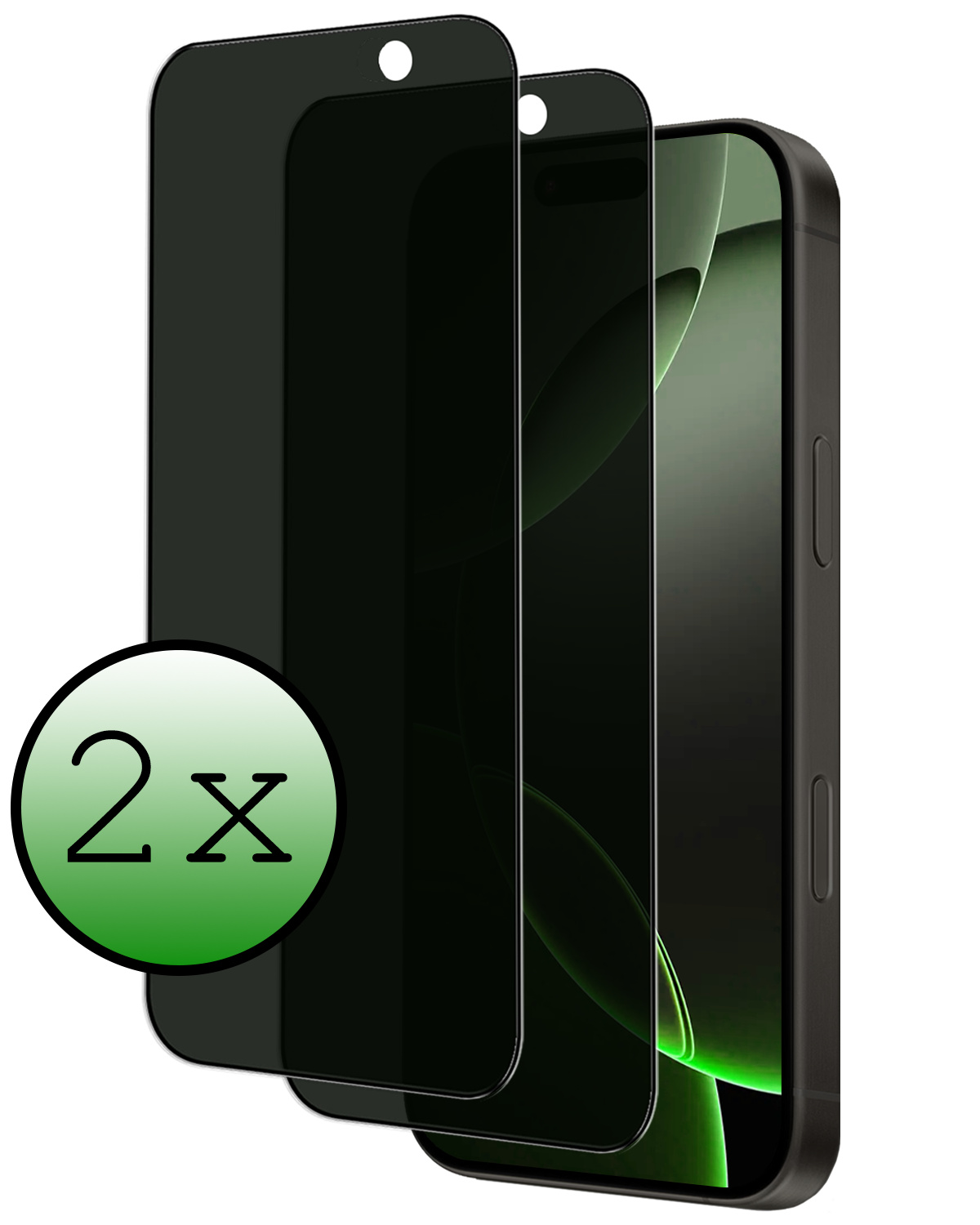 BASEY. Screenprotector Geschikt voor iPhone 16 Pro Screenprotector Privacy Beschermglas - Screenprotector Geschikt voor iPhone 16 Pro Screen Protector Full Screen Privacy - 2 Stuks