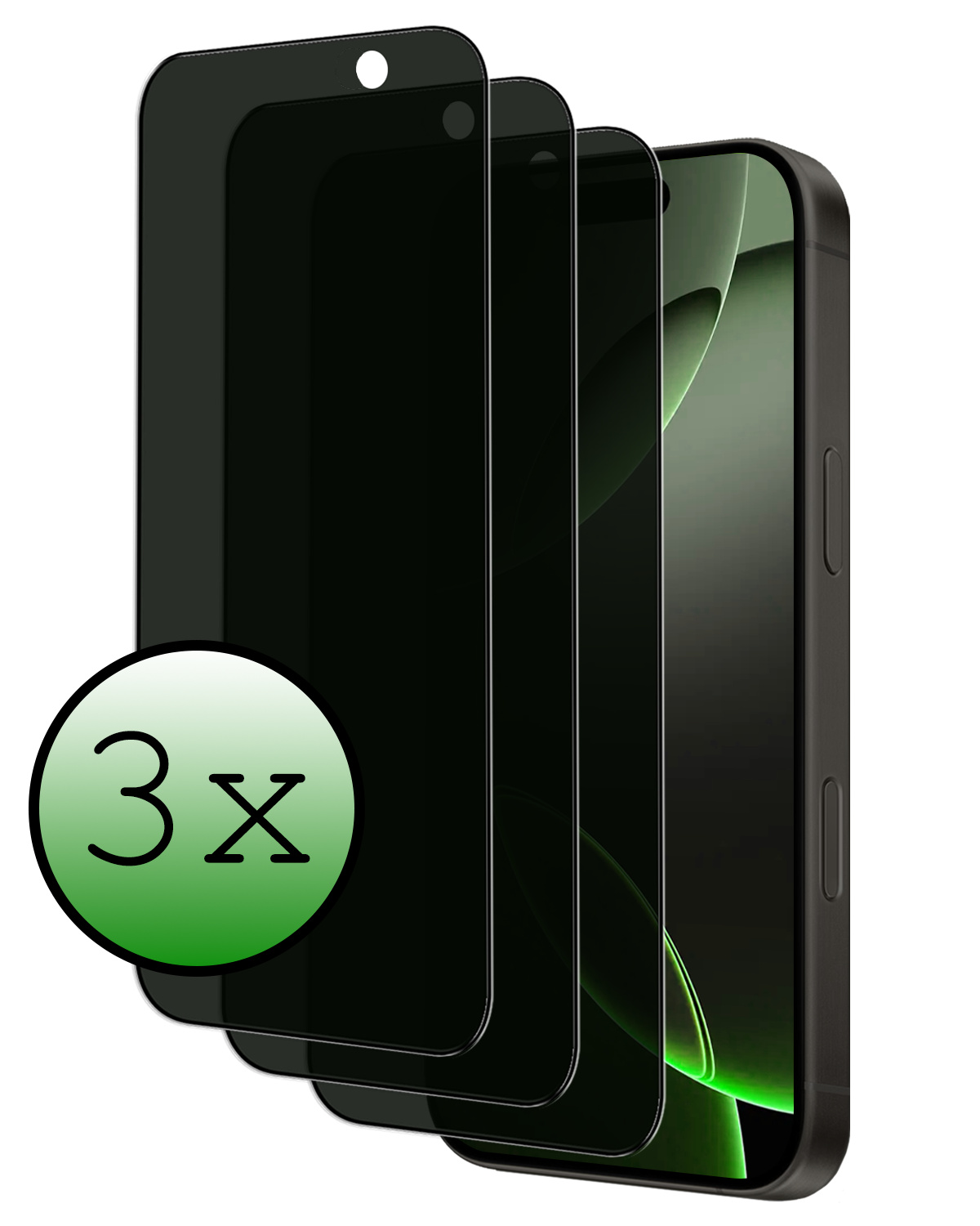 BASEY. Screenprotector Geschikt voor iPhone 16 Pro Max Screenprotector Privacy Beschermglas - Screenprotector Geschikt voor iPhone 16 Pro Max Screen Protector Full Screen Privacy - 3 Stuks
