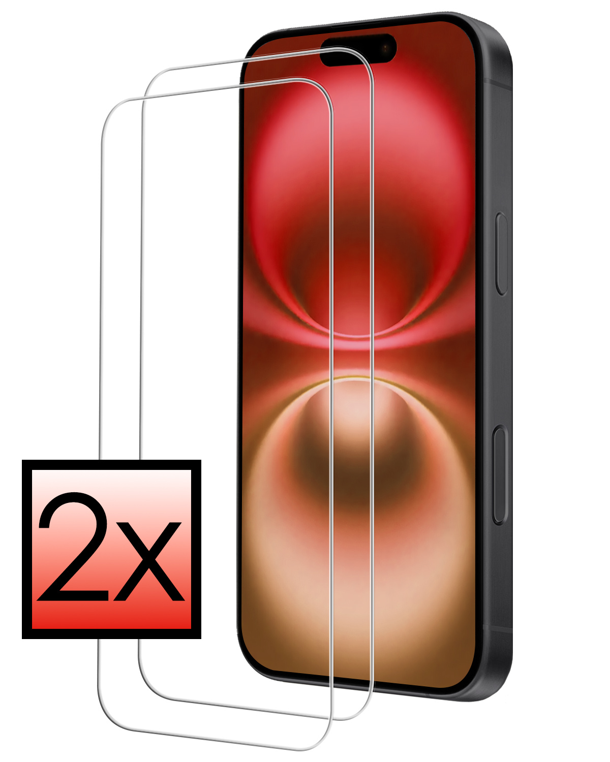 NoXx Screenprotector Geschikt voor iPhone 16 Screenprotector Tempered Glass Gehard Glas Full Screen Display Cover - 2x
