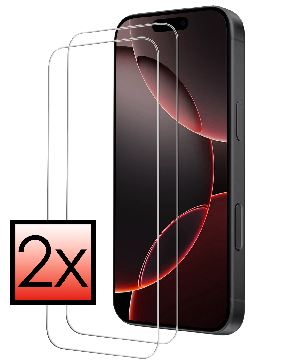NoXx Screenprotector Geschikt voor iPhone 16 Pro Screenprotector Tempered Glass Gehard Glas Full Screen Display Cover - 2x