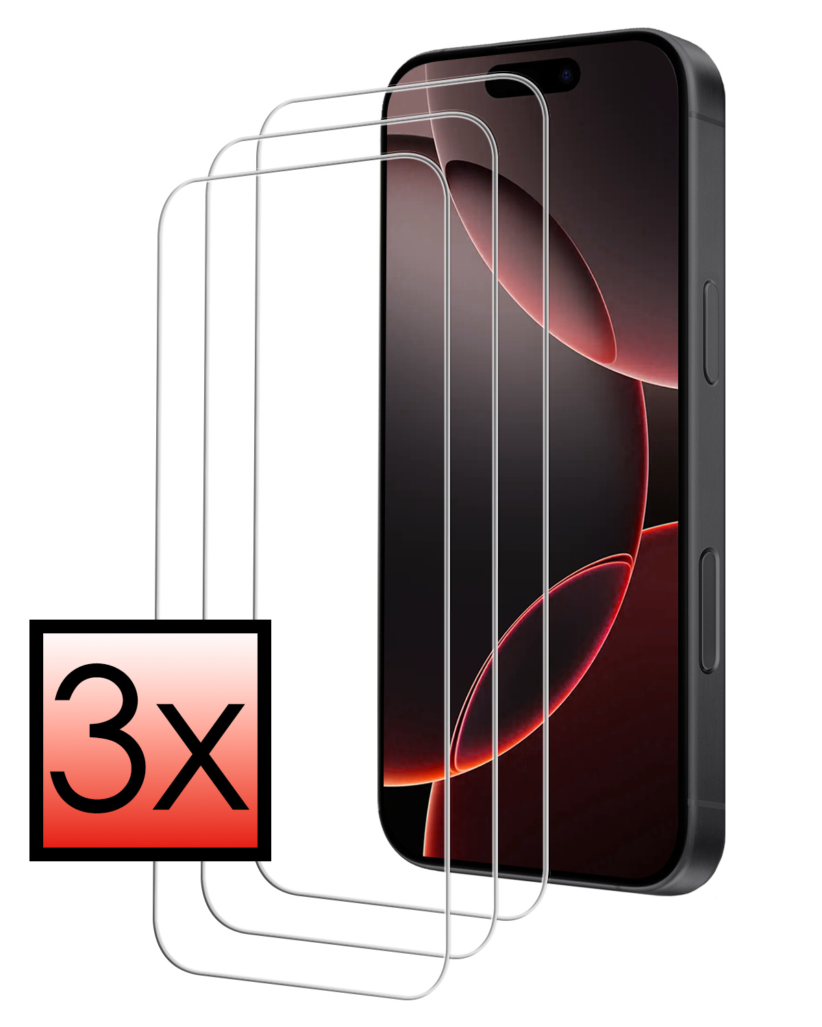 NoXx Screenprotector Geschikt voor iPhone 16 Pro Max Screenprotector Tempered Glass Gehard Glas Full Screen Display Cover - 3x