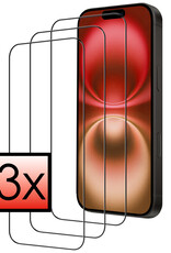 NoXx Screenprotector Geschikt voor iPhone 16 Screenprotector Tempered Glass Gehard Glas Full Cover - 3x