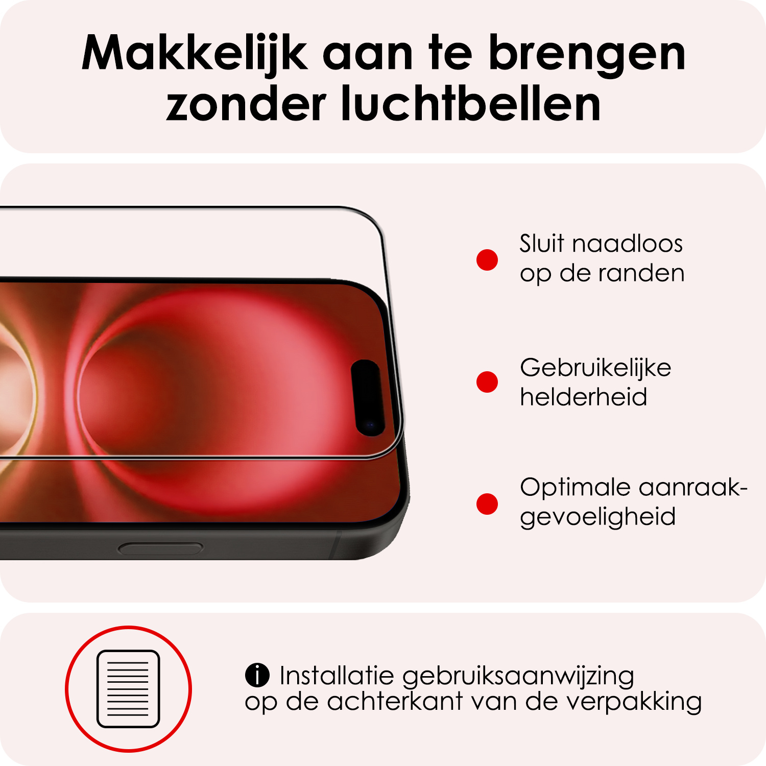 NoXx Screenprotector Geschikt voor iPhone 16 Screenprotector Tempered Glass Gehard Glas Full Cover - 3x