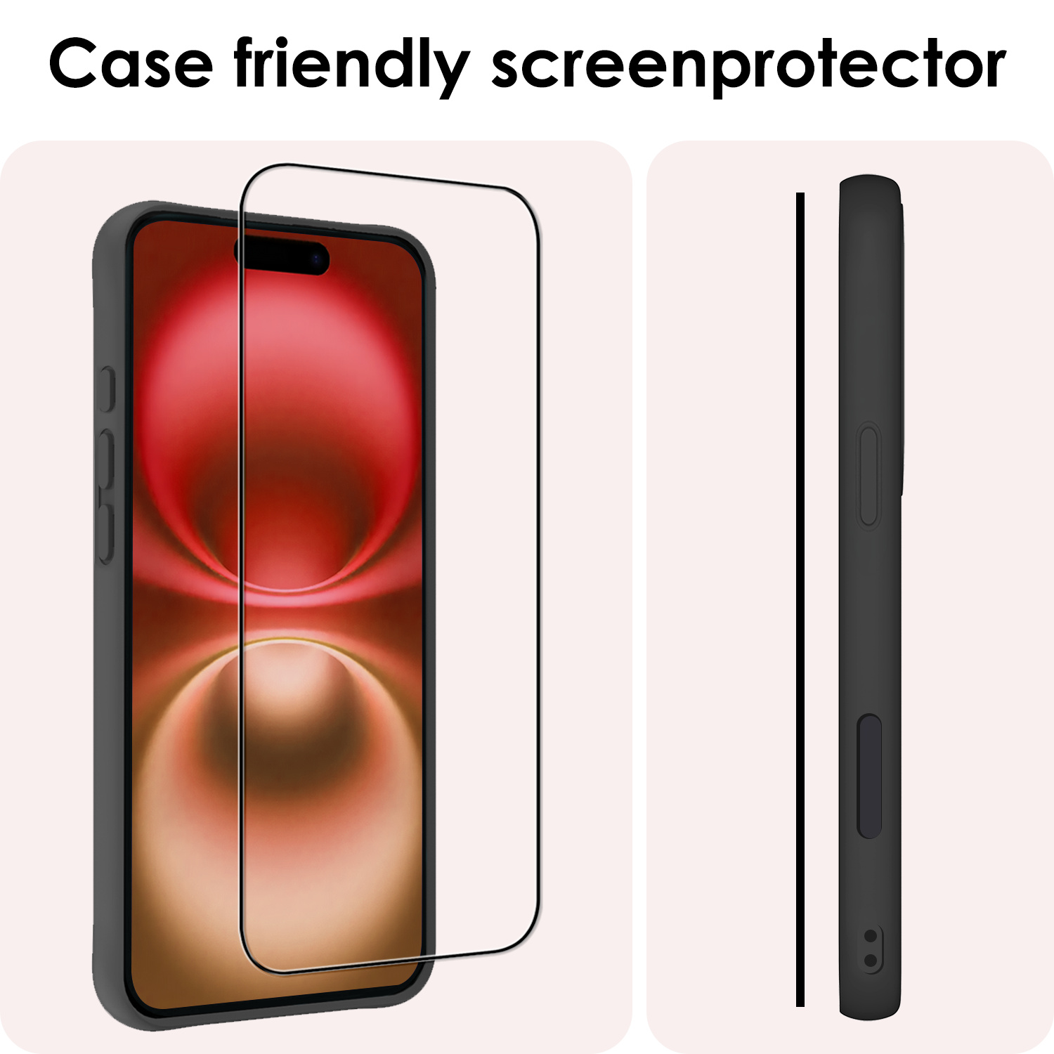 NoXx Screenprotector Geschikt voor iPhone 16 Screenprotector Tempered Glass Gehard Glas Full Cover - 3x