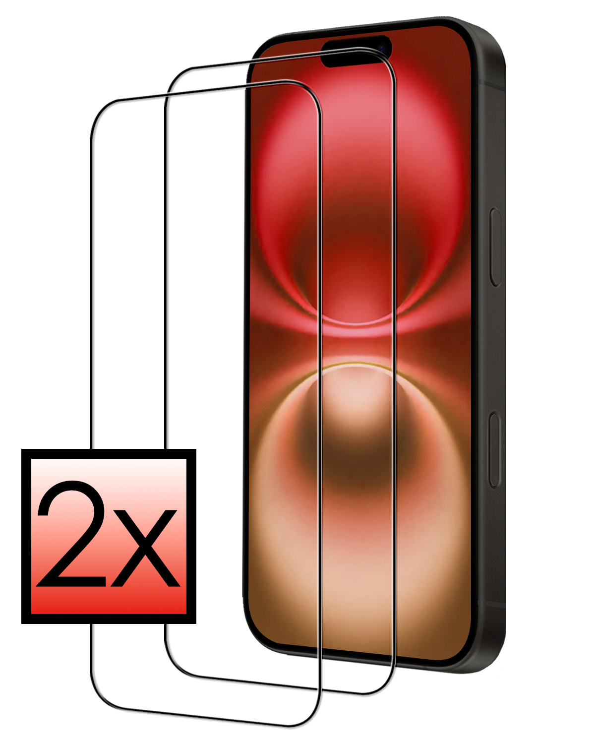 NoXx Screenprotector Geschikt voor iPhone 16 Plus Screenprotector Tempered Glass Gehard Glas Full Cover - 2x