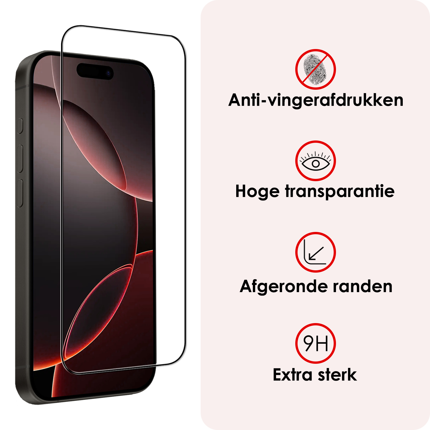NoXx Screenprotector Geschikt voor iPhone 16 Pro Screenprotector Tempered Glass Gehard Glas Full Cover - 3x