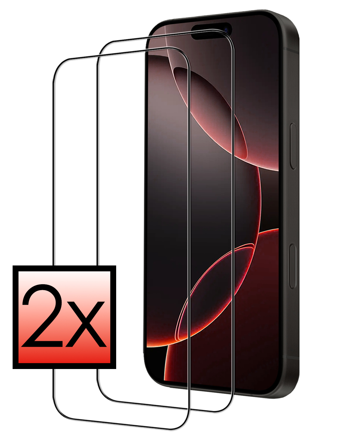 NoXx Screenprotector Geschikt voor iPhone 16 Pro Max Screenprotector Tempered Glass Gehard Glas Full Cover - 2x