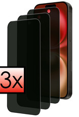 NoXx Screenprotector Geschikt voor iPhone 16 Screenprotector Privacy Tempered Glass Gehard Glas Display Cover - 3x