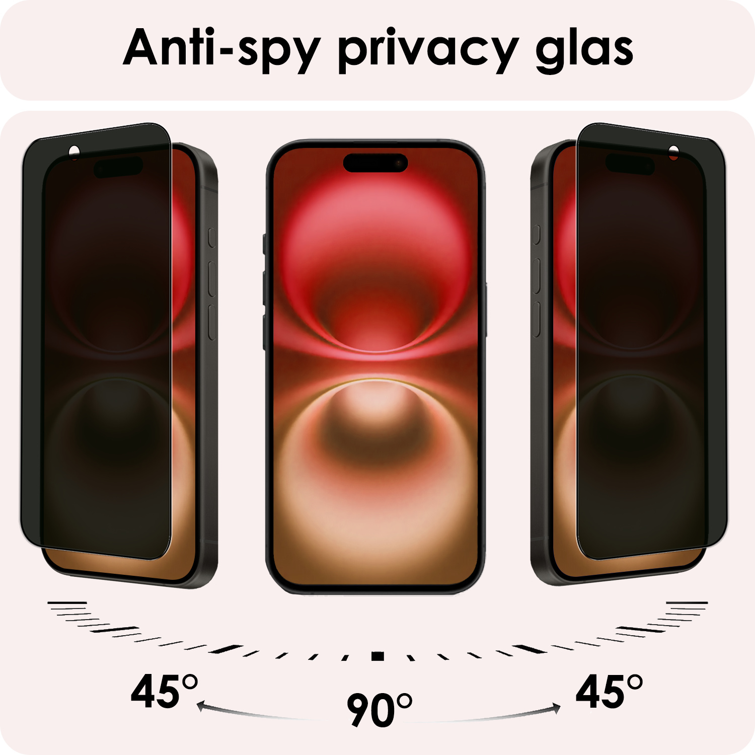 NoXx Screenprotector Geschikt voor iPhone 16 Plus Screenprotector Privacy Tempered Glass Gehard Glas Display Cover