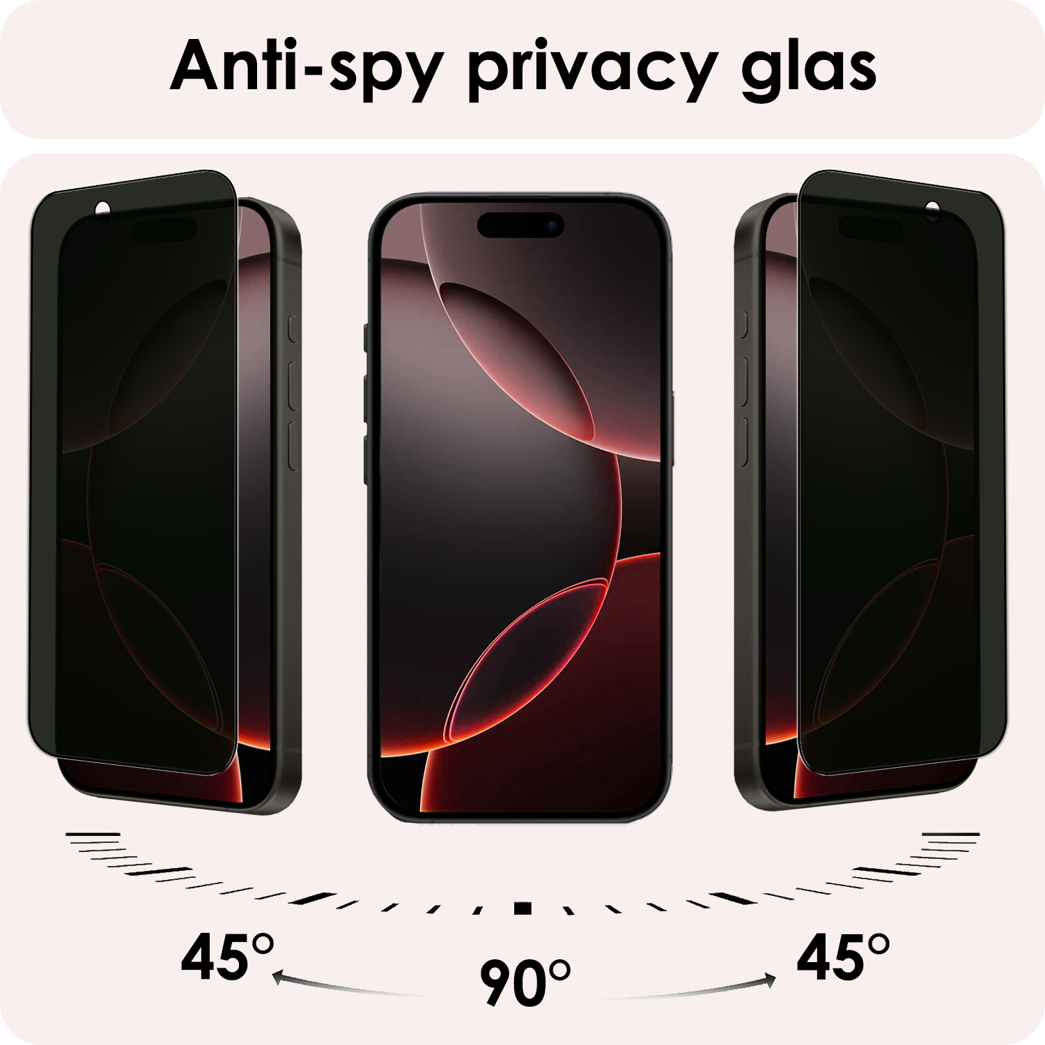 NoXx Screenprotector Geschikt voor iPhone 16 Pro Screenprotector Privacy Tempered Glass Gehard Glas Display Cover - 3x