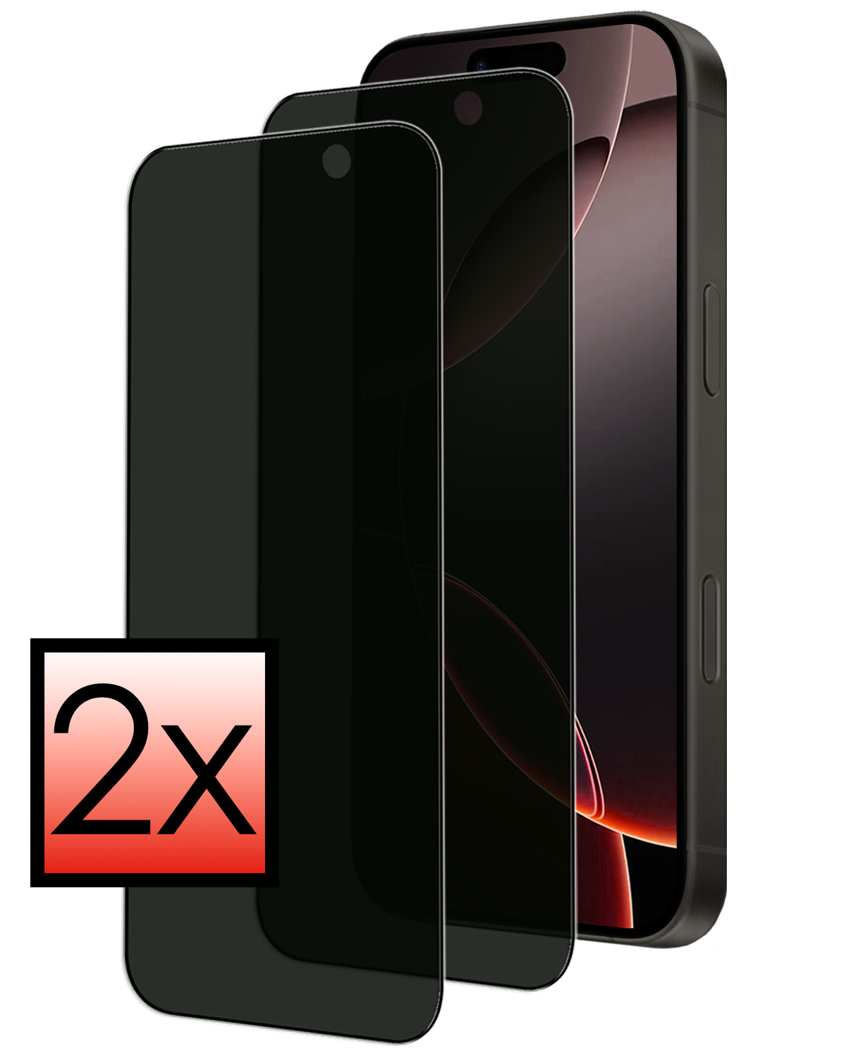NoXx Screenprotector Geschikt voor iPhone 16 Pro Max Screenprotector Privacy Tempered Glass Gehard Glas Display Cover - 2x