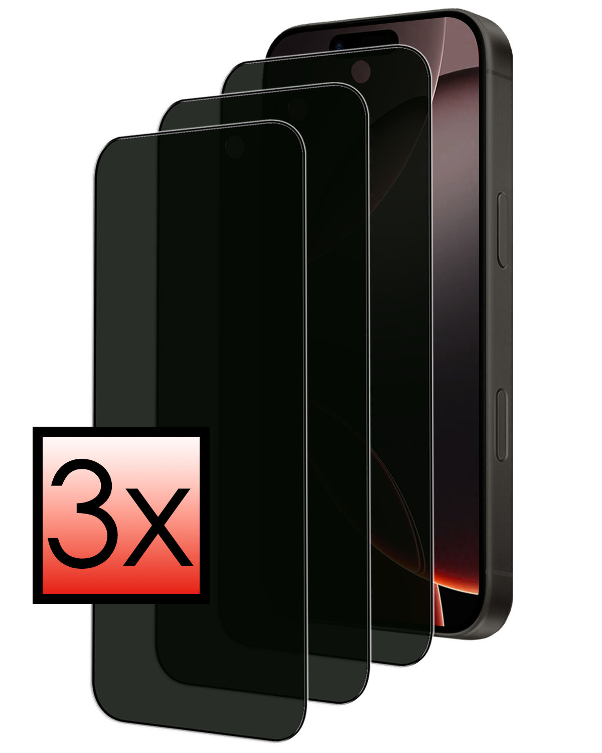 NoXx Screenprotector Geschikt voor iPhone 16 Pro Max Screenprotector Privacy Tempered Glass Gehard Glas Display Cover - 3x