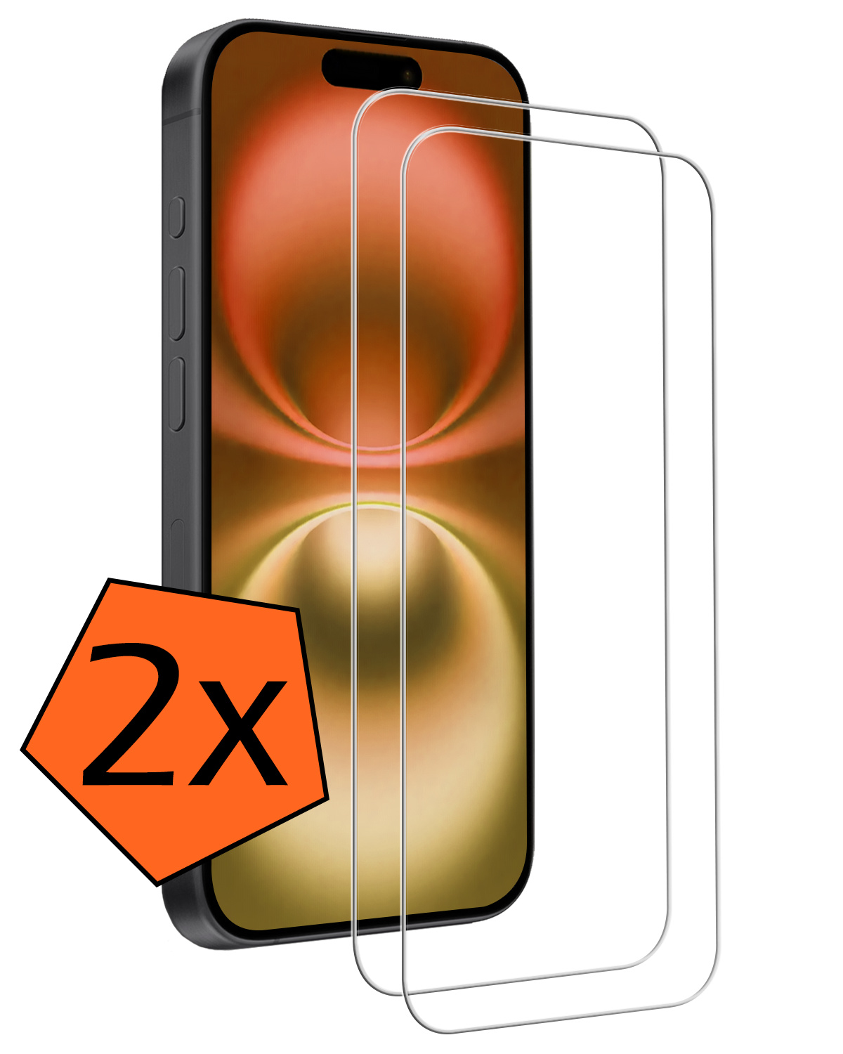 Nomfy Screenprotector - Geschikt voor iPhone 16 Screenprotector Bescherm Glas - Screenprotector Geschikt voor iPhone 16 Screen Protector Tempered Glass Volledig - 2 PACK