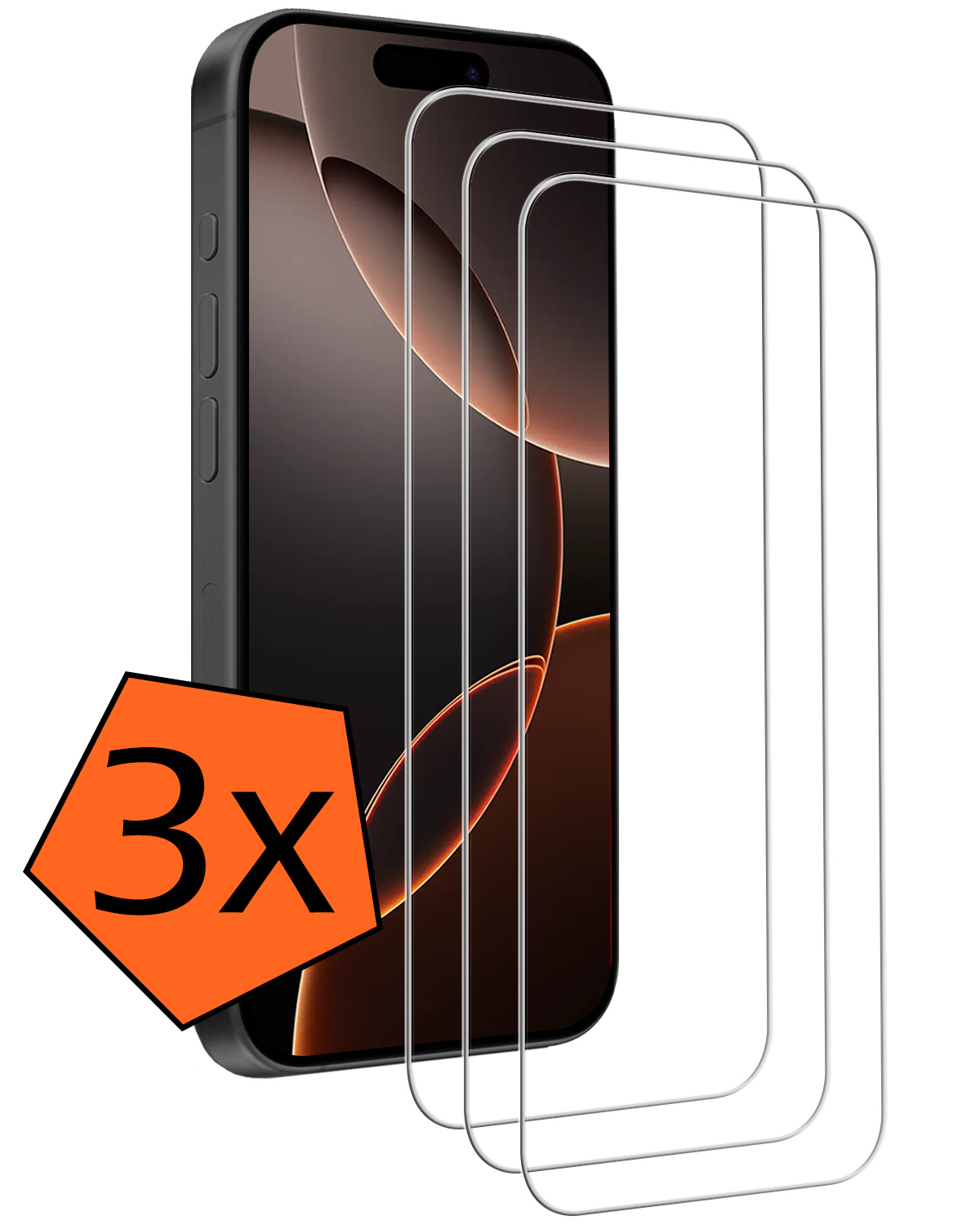 Nomfy Screenprotector - Geschikt voor iPhone 16 Pro Screenprotector Bescherm Glas - Screenprotector Geschikt voor iPhone 16 Pro Screen Protector Tempered Glass Volledig - 3 PACK