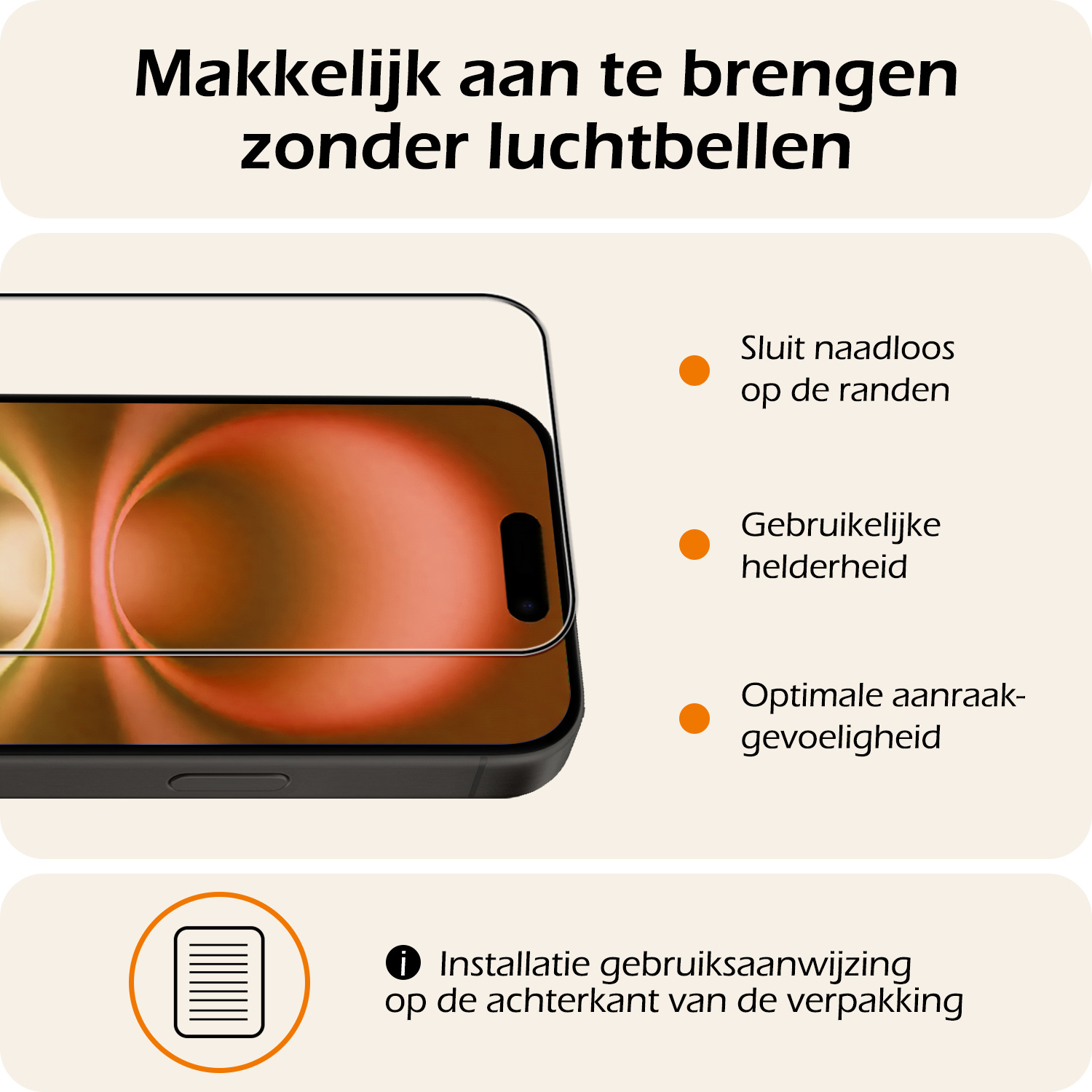 Nomfy Screenprotector - Geschikt voor iPhone 16 Screenprotector Bescherm Glas - Screenprotector Geschikt voor iPhone 16 Screen Protector Tempered Glass Full Screen Full Cover
