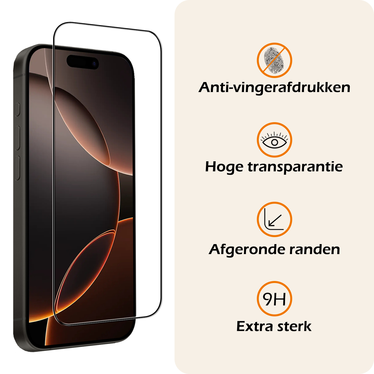 Nomfy Screenprotector - Geschikt voor iPhone 16 Pro Screenprotector Bescherm Glas - Screenprotector Geschikt voor iPhone 16 Pro Screen Protector Tempered Glass Full Screen Full Cover - 3 PACK