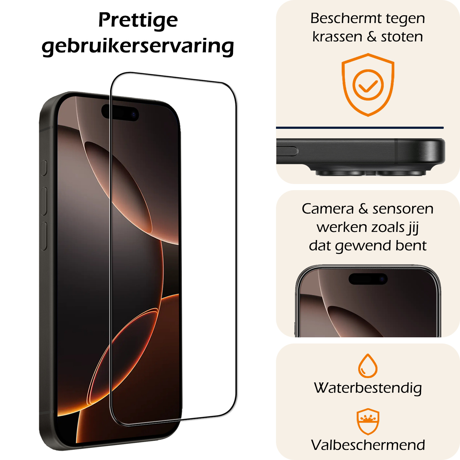 Nomfy Screenprotector - Geschikt voor iPhone 16 Pro Max Screenprotector Bescherm Glas - Screenprotector Geschikt voor iPhone 16 Pro Max Screen Protector Tempered Glass Full Screen Full Cover - 2 PACK