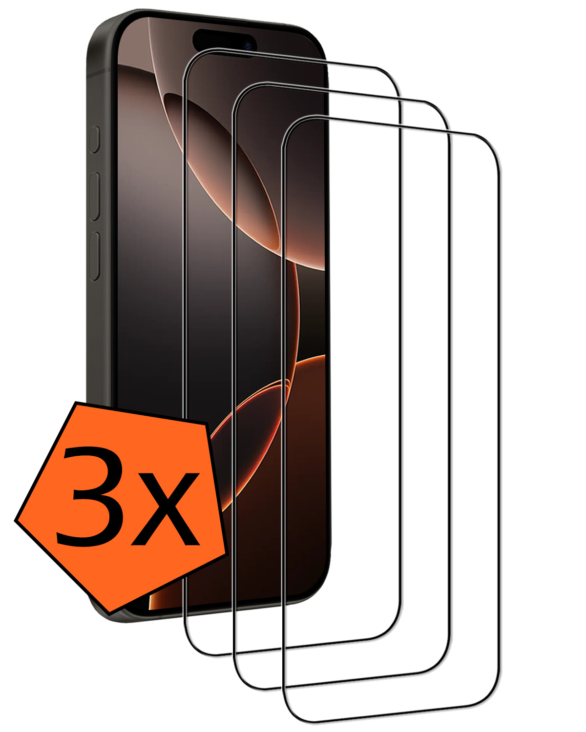 Nomfy Screenprotector - Geschikt voor iPhone 16 Pro Max Screenprotector Bescherm Glas - Screenprotector Geschikt voor iPhone 16 Pro Max Screen Protector Tempered Glass Full Screen Full Cover - 3 PACK
