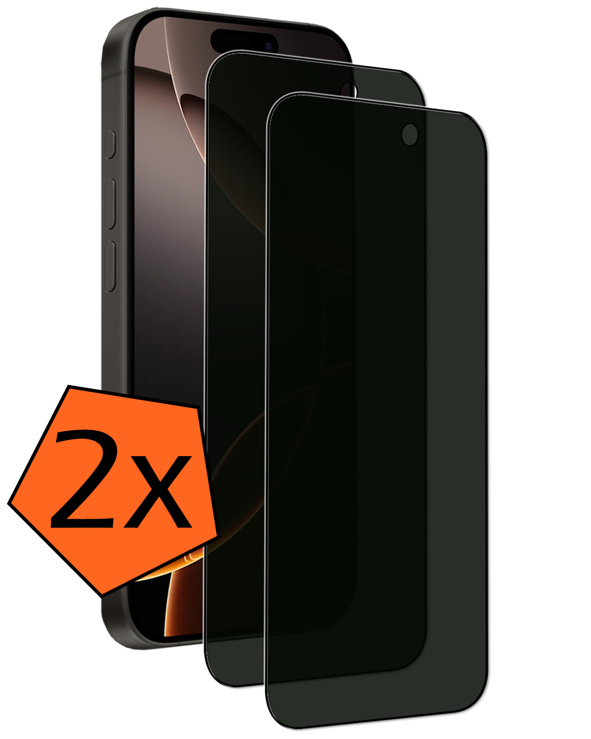 Nomfy Screenprotector - Geschikt voor iPhone 16 Pro Screenprotector Privacy Bescherm Glas - Screenprotector Geschikt voor iPhone 16 Pro Privacy Screenprotector Tempered Glass - 2 PACK