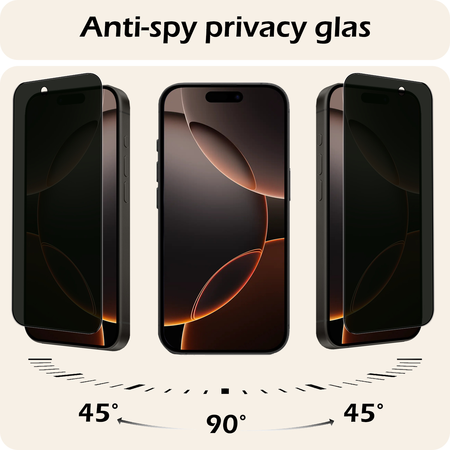 Nomfy Screenprotector - Geschikt voor iPhone 16 Pro Screenprotector Privacy Bescherm Glas - Screenprotector Geschikt voor iPhone 16 Pro Privacy Screenprotector Tempered Glass - 3 PACK