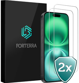 Forterra Forterra iPhone 16 Screenprotector Glas Met Dichte Notch - 2 PACK