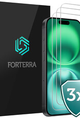 Forterra Screenprotector Geschikt voor iPhone 16 Screenprotector Met Dichte Notch Gehard Glas Full Cover - Screen Protector Geschikt voor iPhone 16 Screenprotector Tempered Glass - 3 PACK