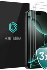 Forterra Screenprotector Geschikt voor iPhone 16 Pro Screenprotector Met Dichte Notch Gehard Glas Full Cover - Screen Protector Geschikt voor iPhone 16 Pro Screenprotector Tempered Glass - 3 PACK