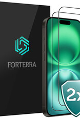 Forterra Screenprotector Geschikt voor iPhone 16 Screenprotector Glas Gehard Screen Full Cover - Screen Protector Geschikt voor iPhone 16 Screenprotector Tempered Glass - 2 PACK