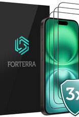 Forterra Screenprotector Geschikt voor iPhone 16 Screenprotector Glas Gehard Screen Full Cover - Screen Protector Geschikt voor iPhone 16 Screenprotector Tempered Glass - 3 PACK