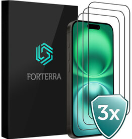 Forterra Forterra iPhone 16 Screenprotector Glas Full Cover 2D - 3 PACK