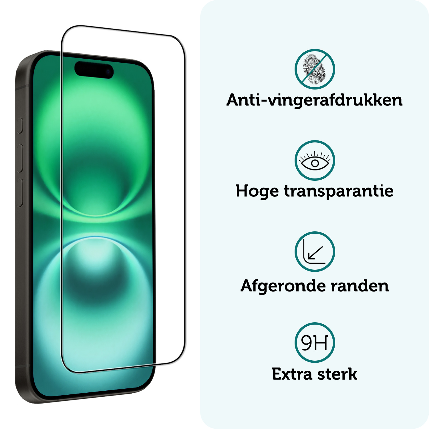 Forterra Screenprotector Geschikt voor iPhone 16 Screenprotector Glas Gehard Screen Full Cover - Screen Protector Geschikt voor iPhone 16 Screenprotector Tempered Glass - 3 PACK