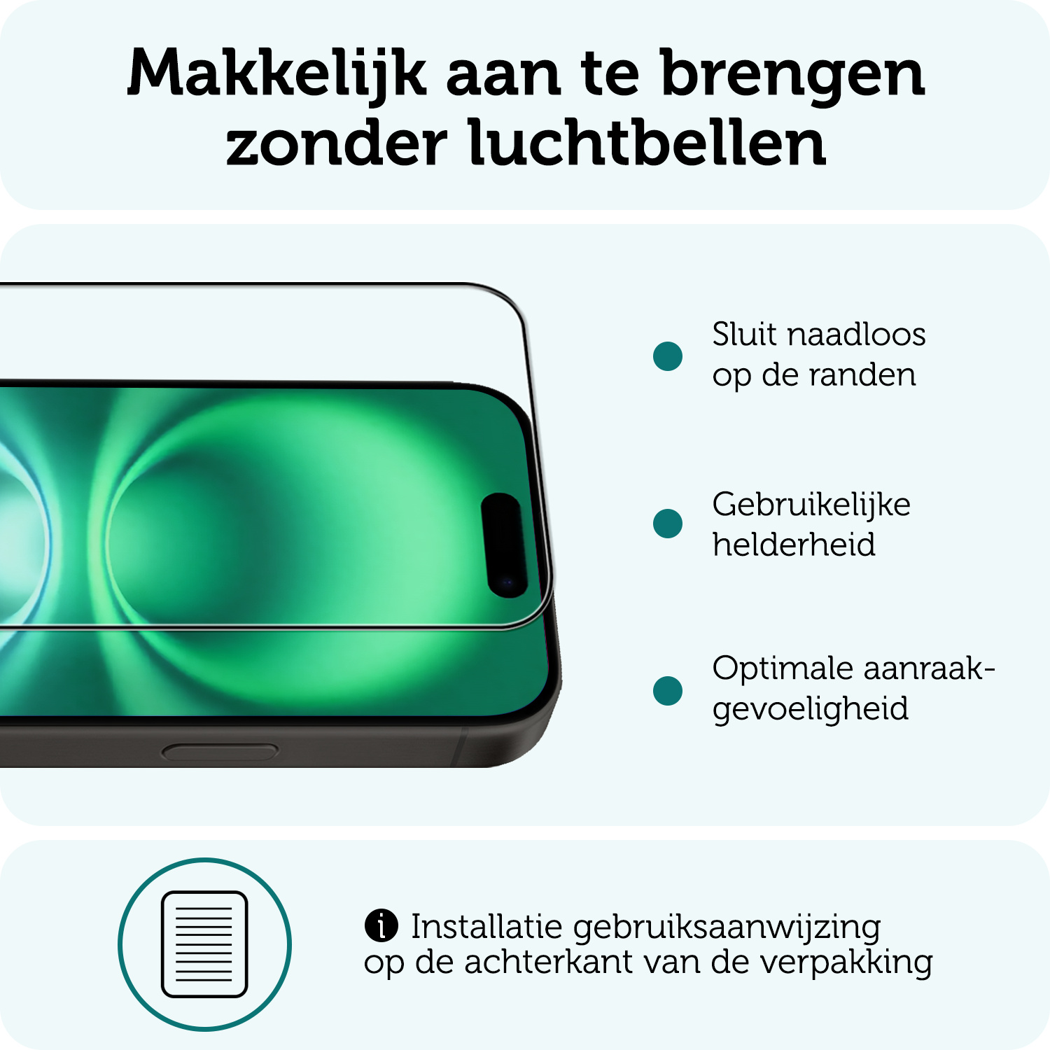 Forterra Screenprotector Geschikt voor iPhone 16 Plus Screenprotector Glas Gehard Screen Full Cover - Screen Protector Geschikt voor iPhone 16 Plus Screenprotector Tempered Glass - 3 PACK