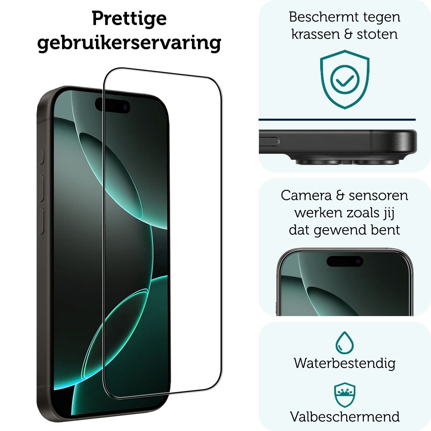 Forterra Screenprotector Geschikt voor iPhone 16 Pro Screenprotector Glas Gehard Screen Full Cover - Screen Protector Geschikt voor iPhone 16 Pro Screenprotector Tempered Glass - 2 PACK